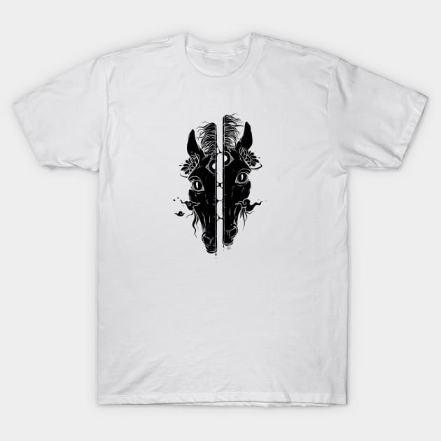 Split Face Horse, Weird Art T-Shirt by cellsdividing